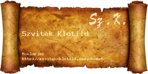 Szvitek Klotild névjegykártya